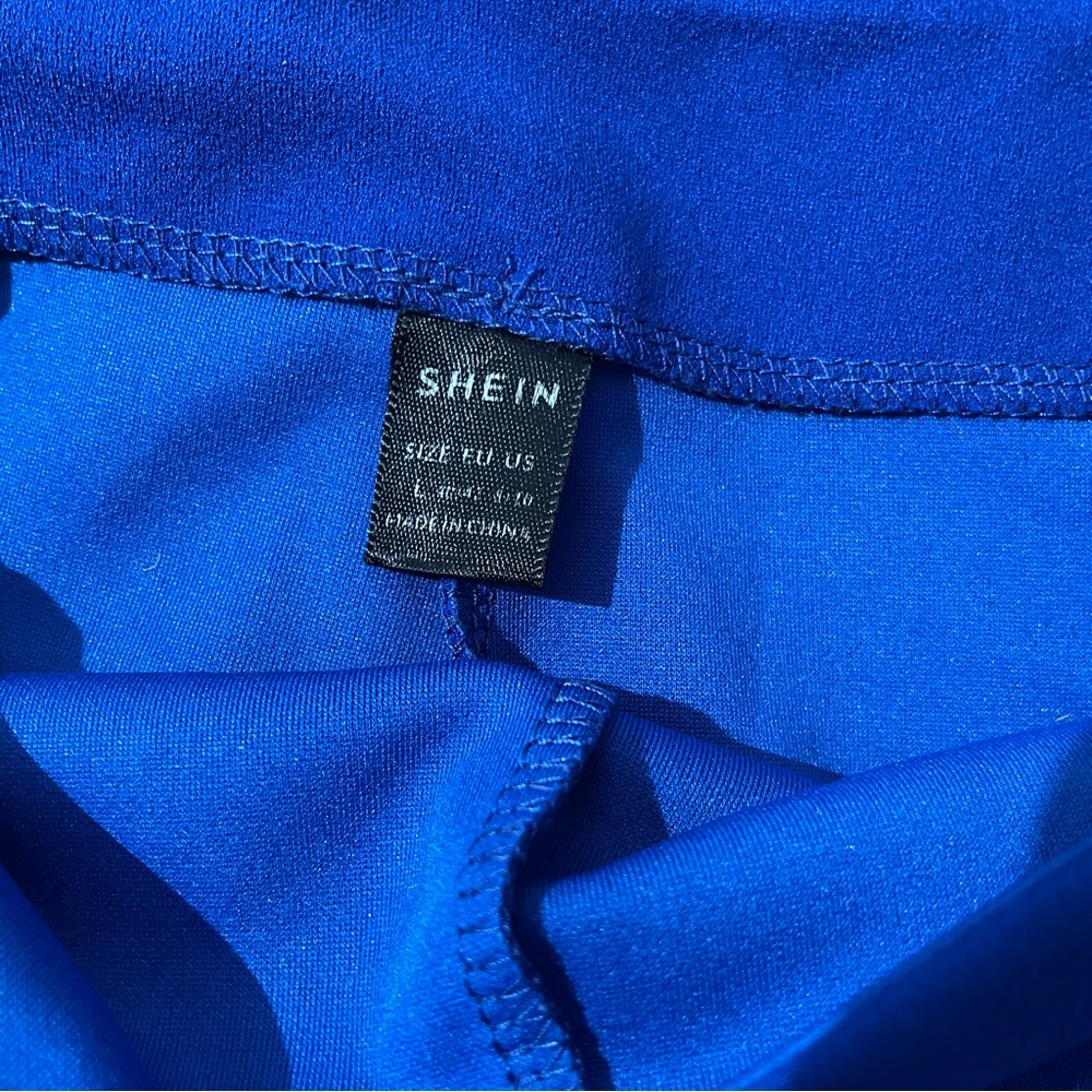 SALE 4/$20 SHEIN Bright Royal Cobalt Blue Asymmetrical Wrap Mini Skort Large - Picture 4 of 7